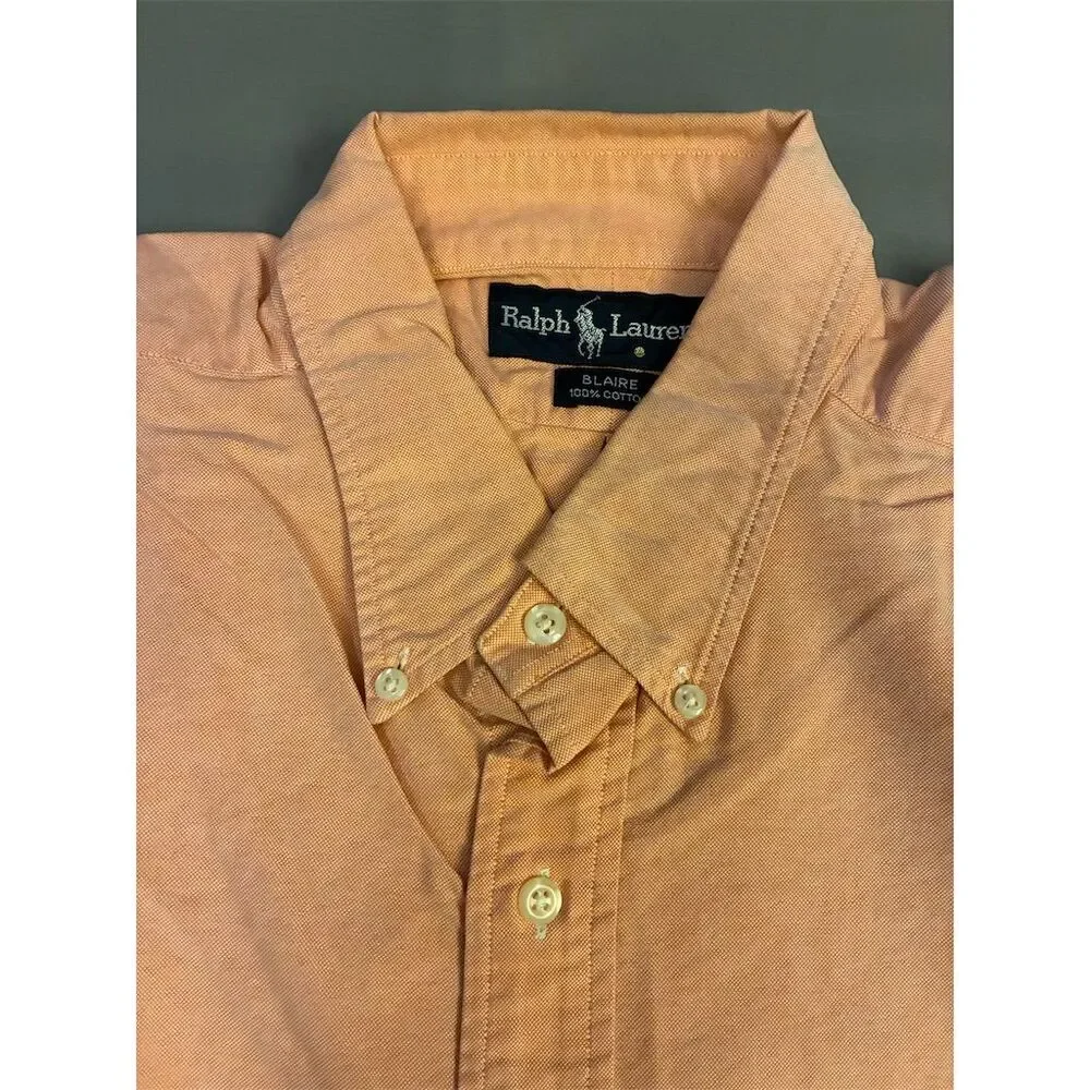 Ralph Lauren Men's XL Orange Short Sleeve Button‎ Down Shirt Casual